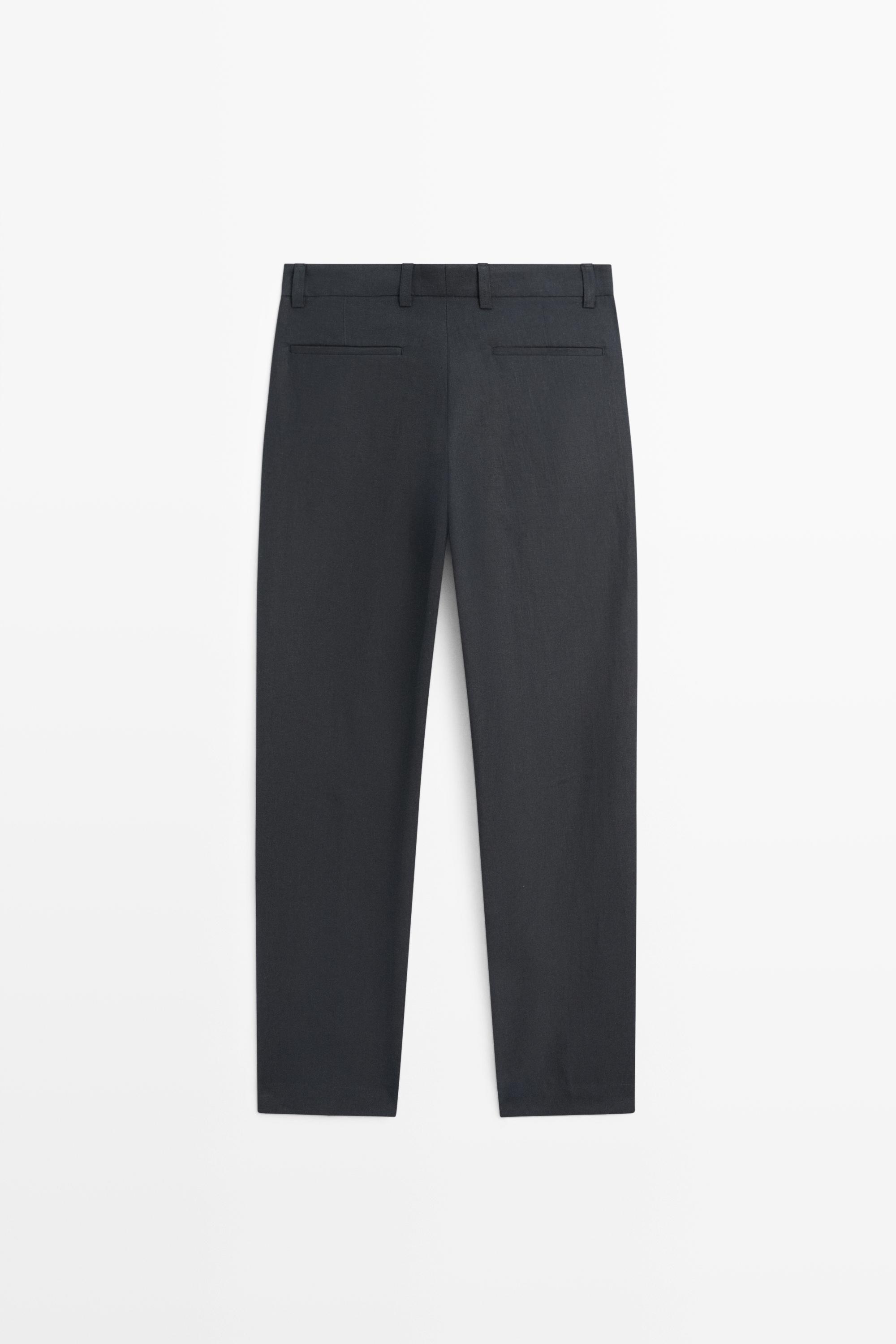 Straight-leg linen pants